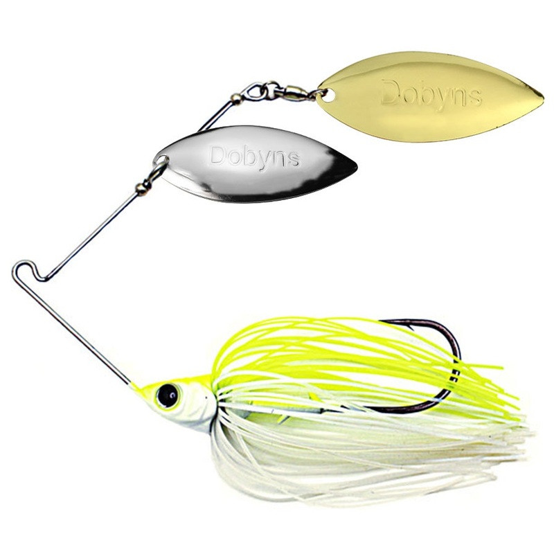 Dobyns D-Blade Beast Double Willow Spinnerbaits Chart/Light Shimmer w/ Nickel/Gold Blades 1/2 oz