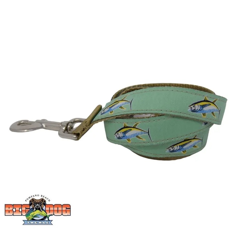 DOG LEASH NYLON TUNA SEAFOAM  / TAN 4ft