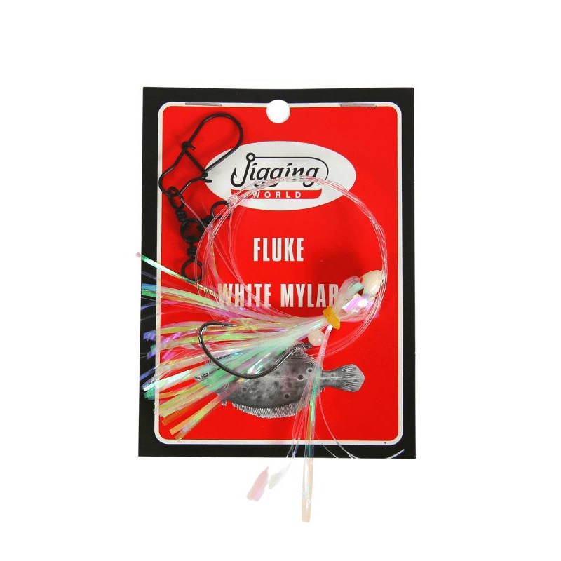 Jigging World Fluke Rigs with Mylar White