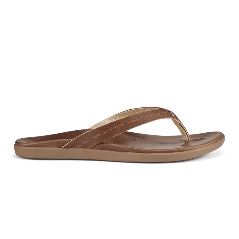 OLUKAI HONU LEATHER SANDALS TAN 5
