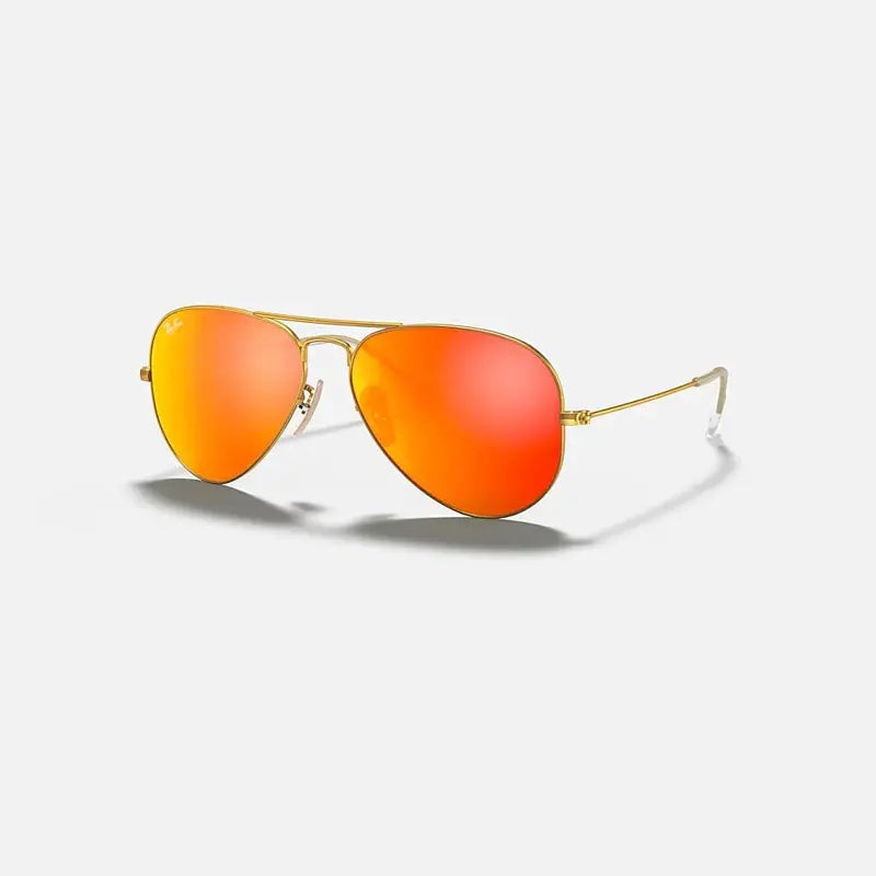 RAY-BAN RB3025 AVIATOR FLASH LENSE POLORIZED SUNGLASSES GOLD ORANGE FLASH