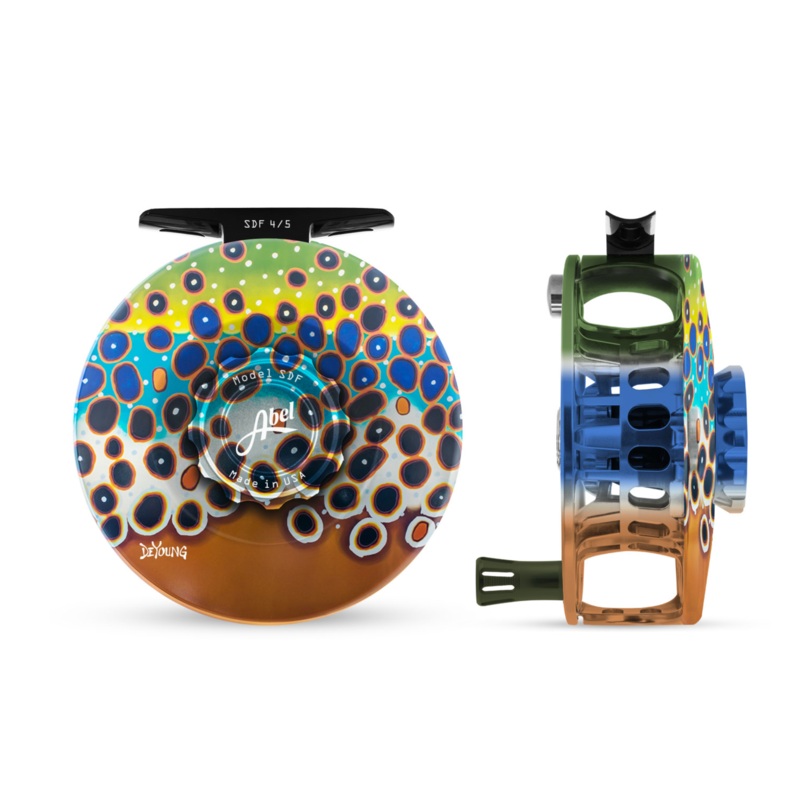 Abel SDF Fly Reel Solid – DeYoung Brown Flank – 4/5 WT with Deep Green Handle