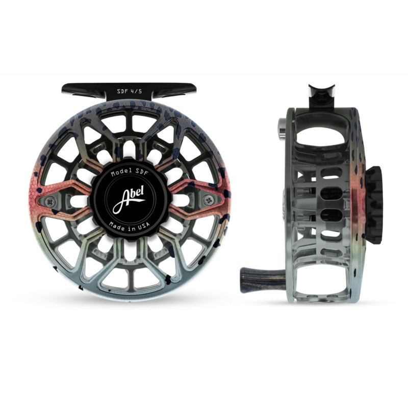 Abel SDF Fly Reel Ported – Native Rainbow – Black Knob – 4/5 WT w/ Ebony Handle 4/5 wt