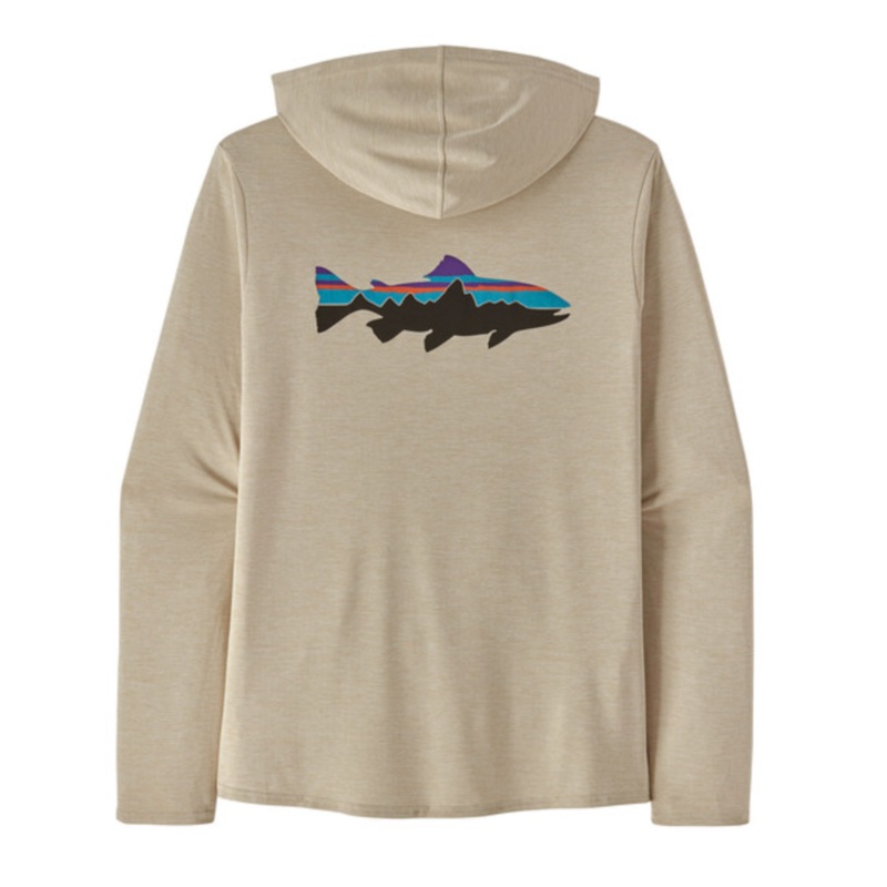 Patagonia Men’s Capilene Cool Daily Graphic Hoody – Fitz Roy Trout: Pumice X-Dye Small