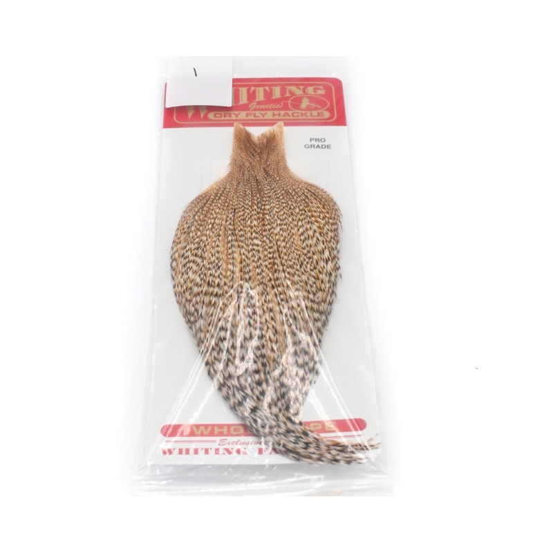 Whiting Farms Dry Fly Hackle – Pro Grade Cape #1 – Barred Medium Ginger