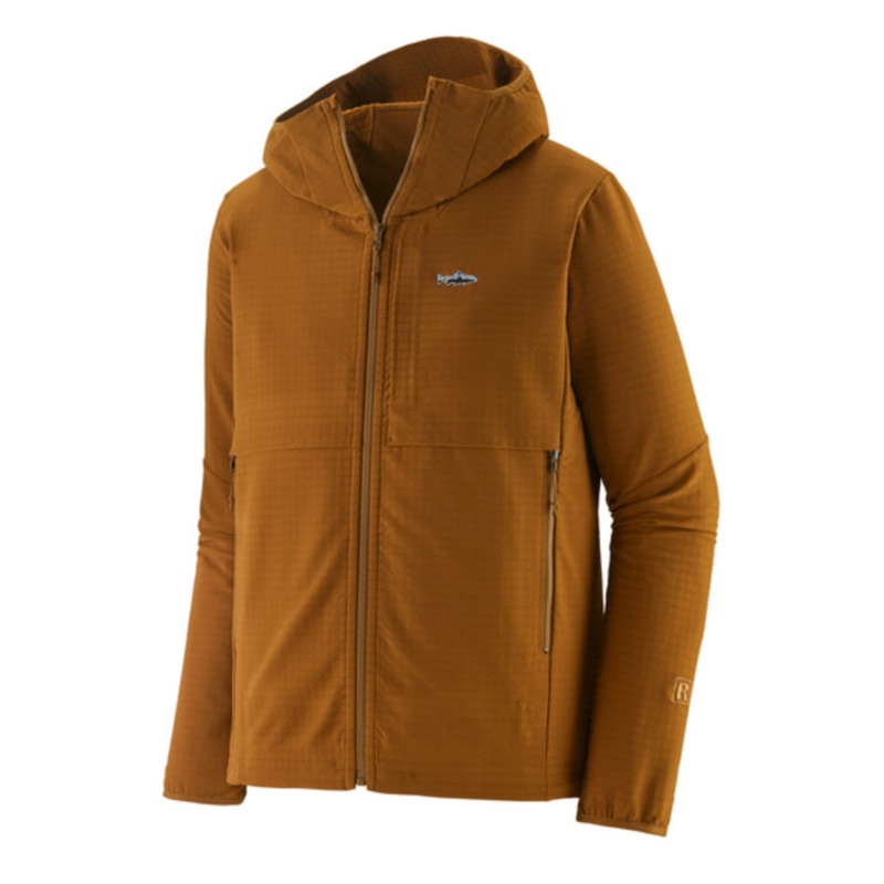 Patagonia Men’s R1 TechFace Fitz Roy Trout Hoody – Shelter Brown Sale Medium