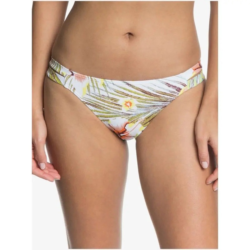 ROXY PRINTED BEACH CLASSICS REGULAR BIKINI BOTTOMS BRIGHT WHITE HERBIER XS