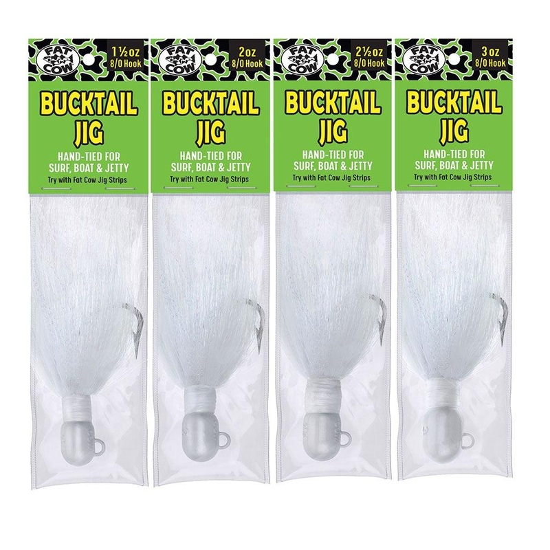 Fat Cow Premium Bucktail Jigs Pearl White 1.5oz
