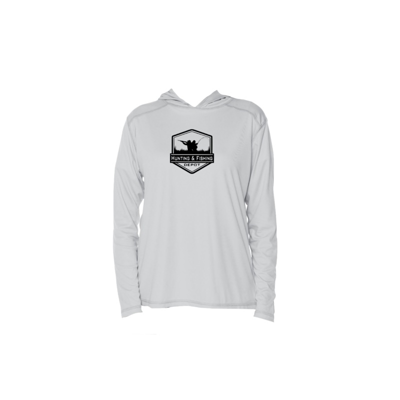 Grey Hooded Performance Fishing Shirt- HFD S