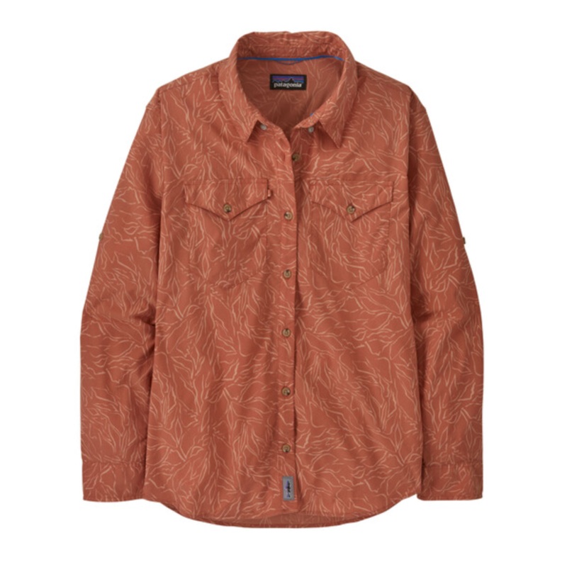 Patagonia Women’s Long-Sleeved Sun Stretch Shirt – Over Under Water: Sienna Clay Sale X-Small