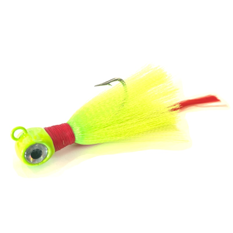 Chartreuse & Red Flair Hawk Snook Jig 1oz Single Pack