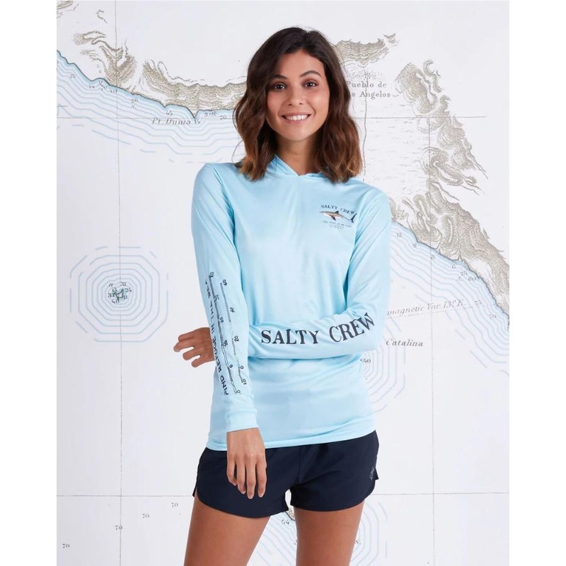 SALTY CREW BRUCE HOOD L/S PERFORMACE WHITE L