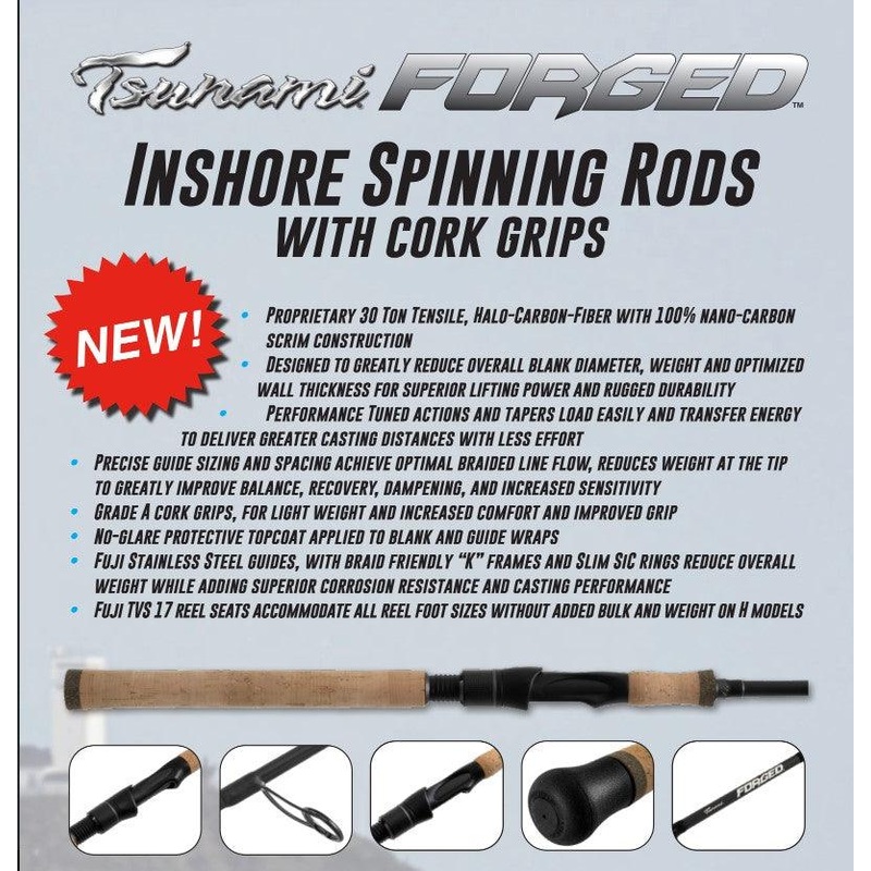 Tsunami 2024 Forged Inshore Spinning Rods TSFRGIS701H
