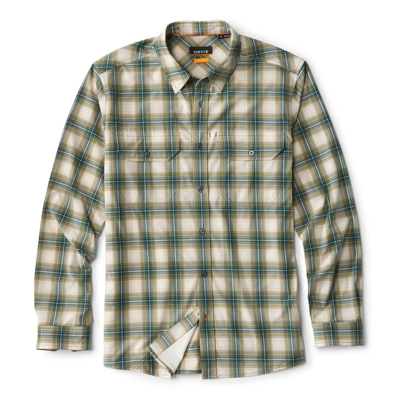 Orvis M’s Stonefly Stretch Long-Sleeve Shirt Peacock / Pilsner Plaid S