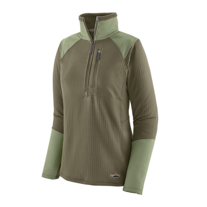 Patagonia Women’s Long-Sleeved R1 Fitz Roy Trout 1/4-Zip – Garden Green X-Small