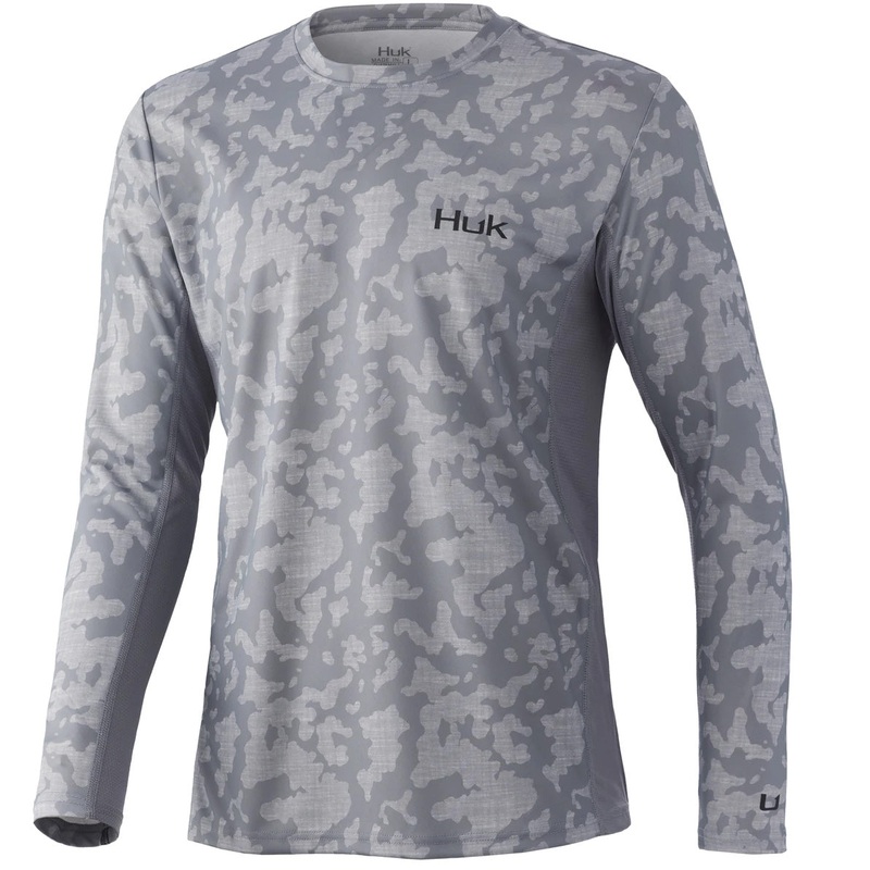 Huk Icon X Running Lakes Tech Long Sleeve Shirt Overcast Grey Small