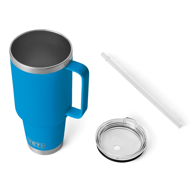 RAMBLER TUMBLER STRAW MUG BIG WAVE BLUE