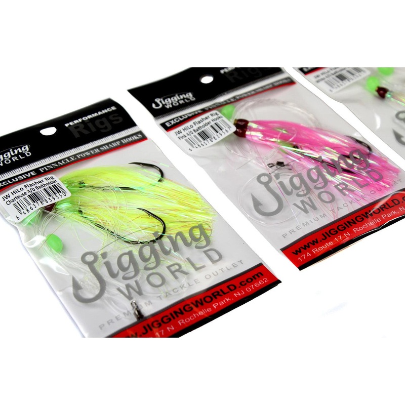 Jigging World Hi-Lo Flasher Rigs Chartreuse 4/0