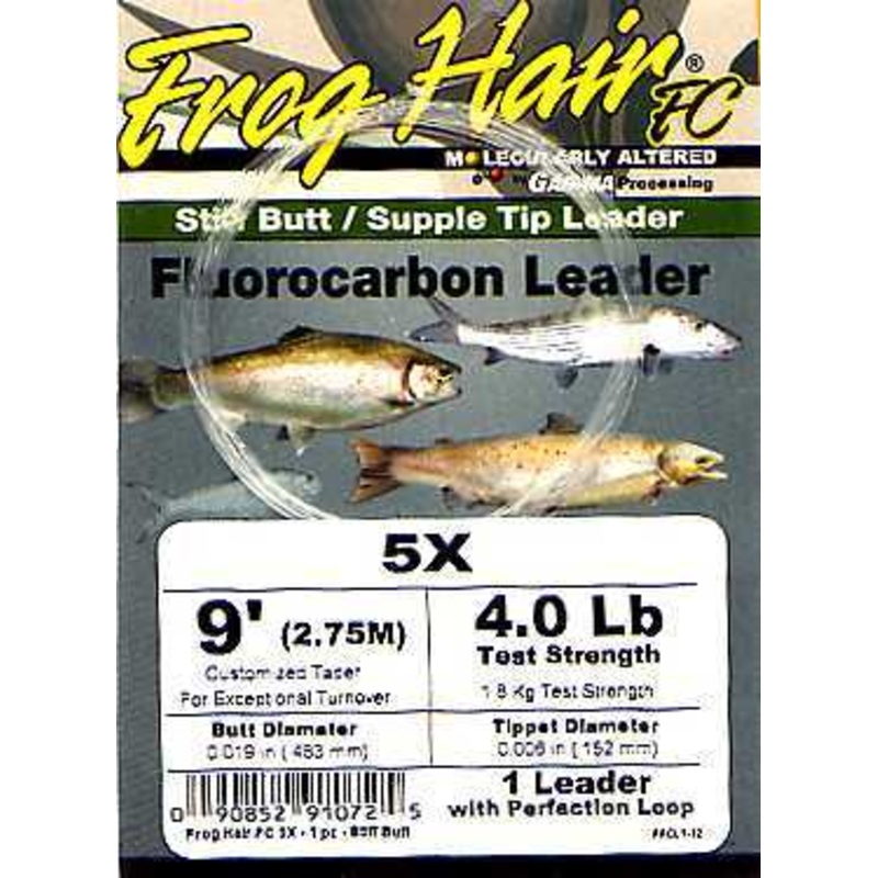 Frog Hair 9ft Fluorocarbon Tapered Leader – Fly Fishing 7X