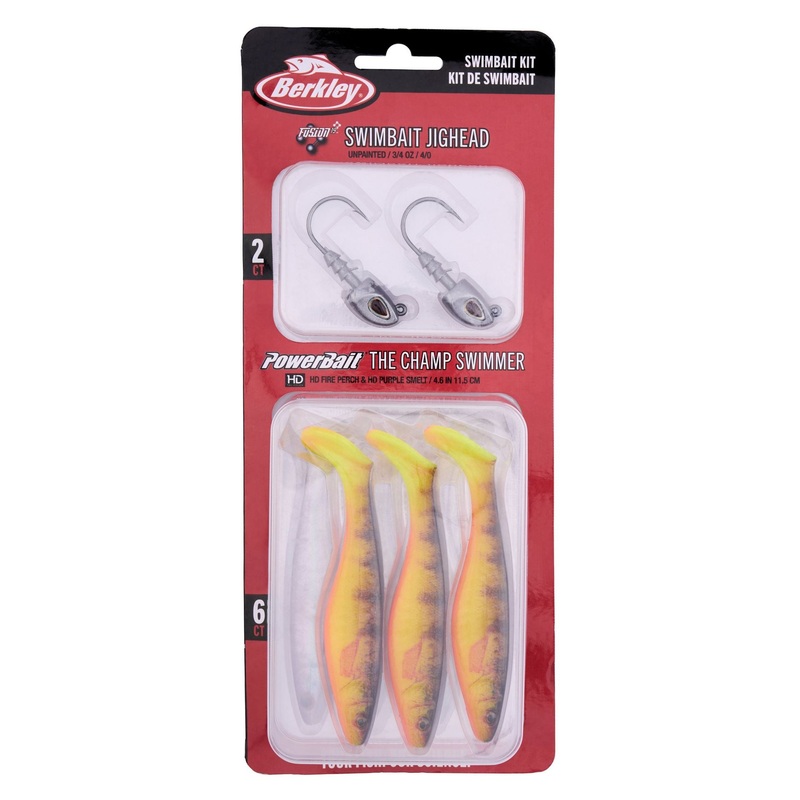 Berkley PowerBait The Champ Swimmer Kit HD Fire Perch and HD Purple Smelt 3 in
