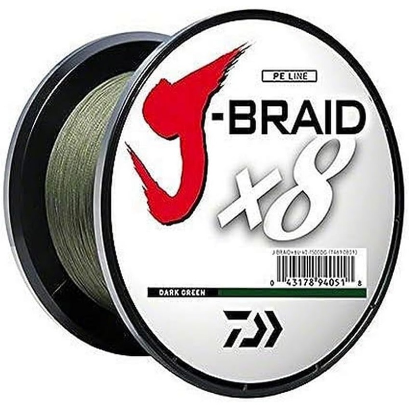 Daiwa J-Braid x8 8 Strand Braided Line, 150lb, 2500yd, Dark Green