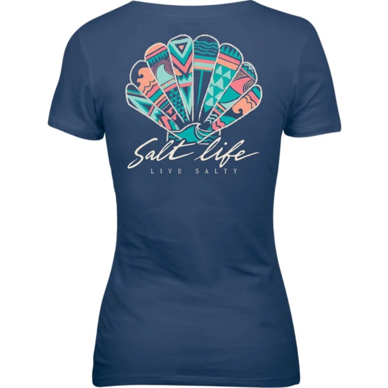 SALT LIFE TRIBAL SHELL TEE WASHED NAVY XL
