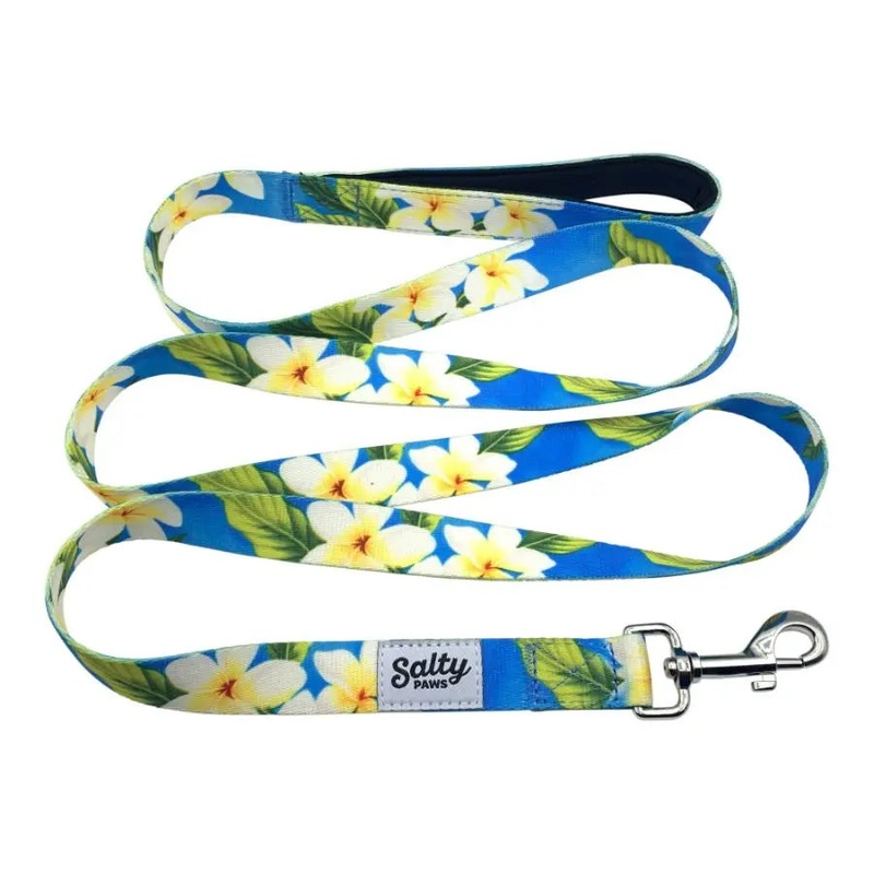 SALTY PAWS DOG LEASH BLUE PLUMERIA S