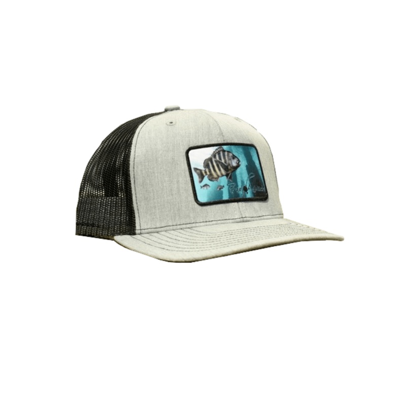 Sheepshead Trucker Hat | Reel Addicts Black/Heather Grey