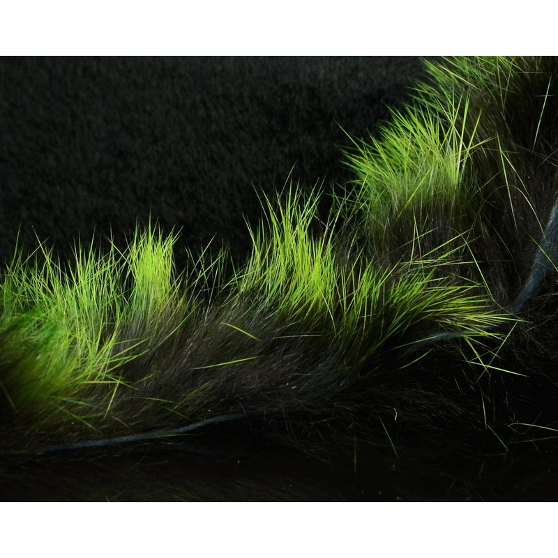 Hareline Frostip Rabbit Strips Black / Chartreuse