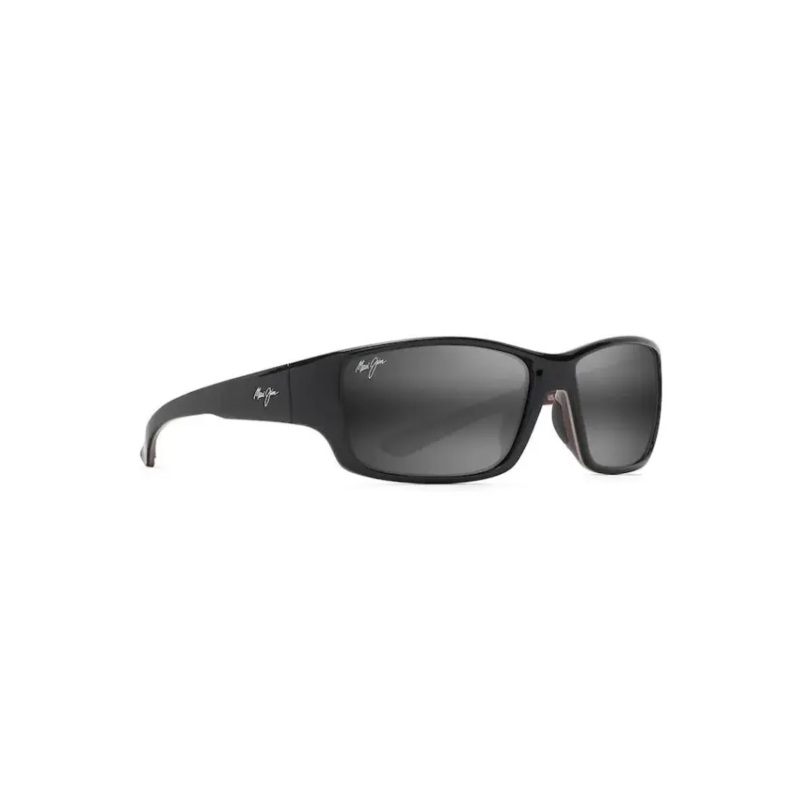 MAUI JIM LOCAL KINE POLARIZED SUNGLASSES SOFT BLACK WITH DARK TRANSPARENT GREEN GREY MAUI GREEN