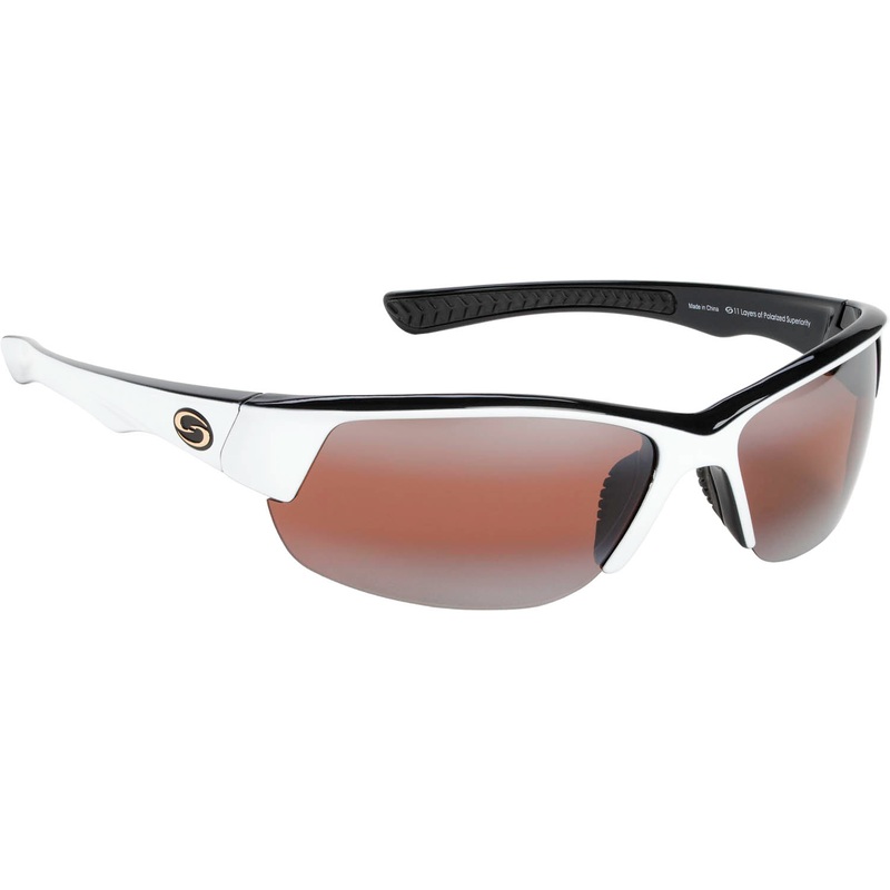Strike King S11 Gulf Polarized Sunglasses Shiny White-Black 2 Tone DAB Amber Lens