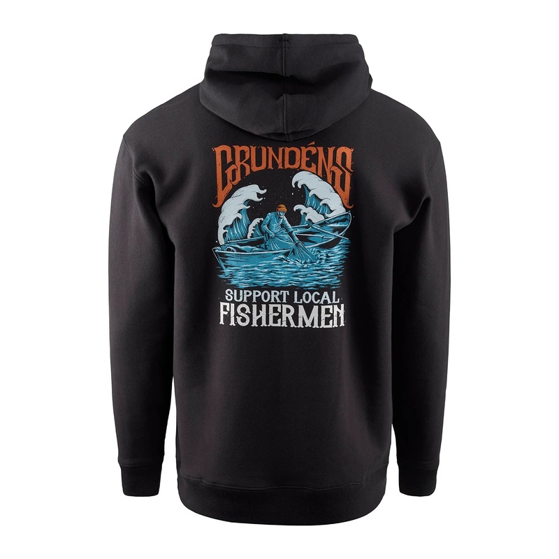 Grundns M’s Displacement DWR Hoodie Support Local Fisherman – Black S