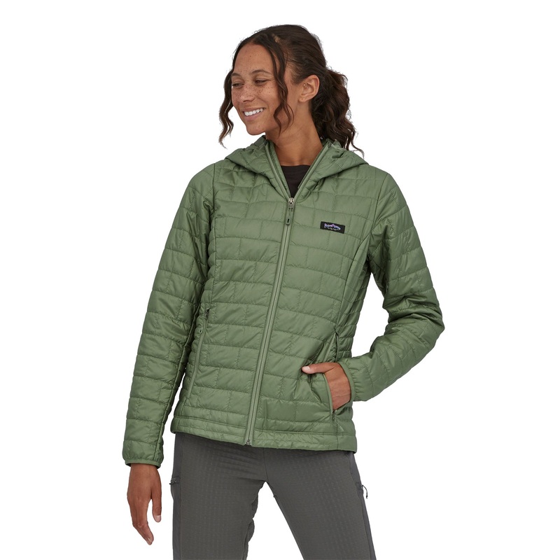 Patagonia W’s Nano Puff Fitz Roy Trout Hoody Hemlock Green / HMKG XXS