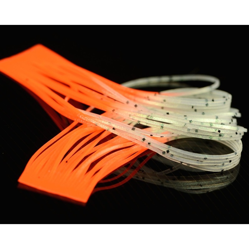 Hareline Tipped Crazy Legs White Pearl / Fluorescent Orange Tipped