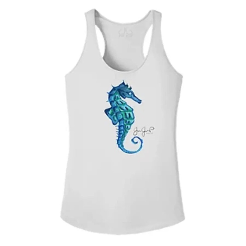 JESSIE JESSUP PERFORMANCE TANK SEAHORSE WHITE S