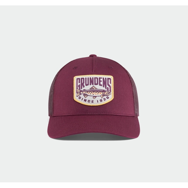 Grundens Trout Patch Trucker – Maroon