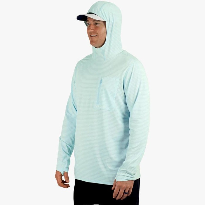 Aftco Channel Hooded Performance Shirt Large Shoreline Blue