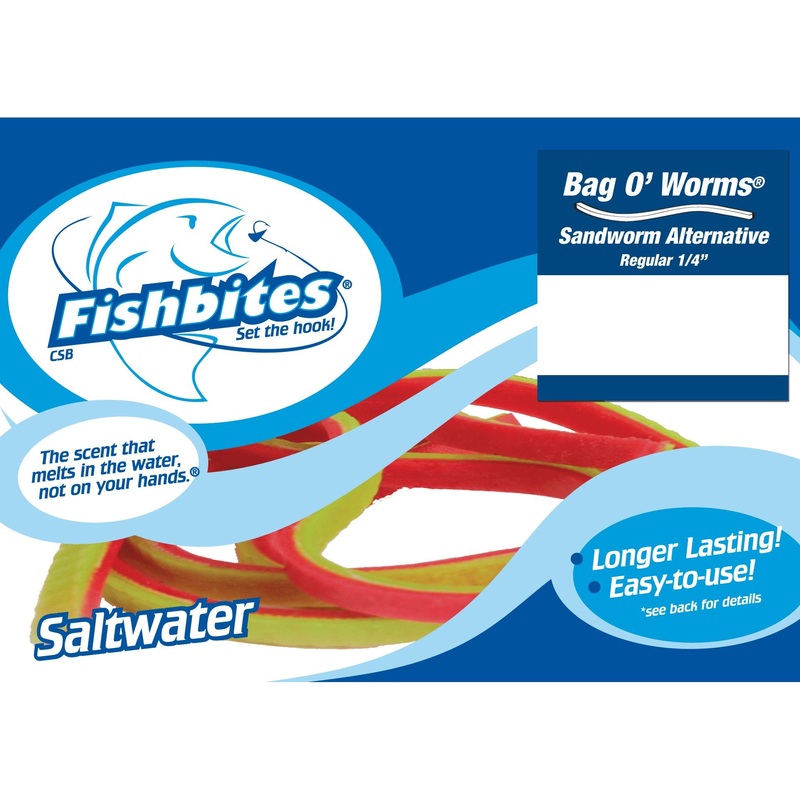 Fishbites Longer Lasting Bag O’ Worms Soft Baits 1/4″ x 12″ Scent: Bloodworm – Color: Red