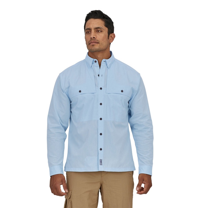 Patagonia M’s  L/S Island Hopper Shirt – DQ Threadfin Pampas Tan / TFPA XS