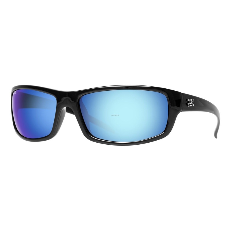 Calcutta Prowler Polarized Sunglasses Shiny Black/Blue Mirror
