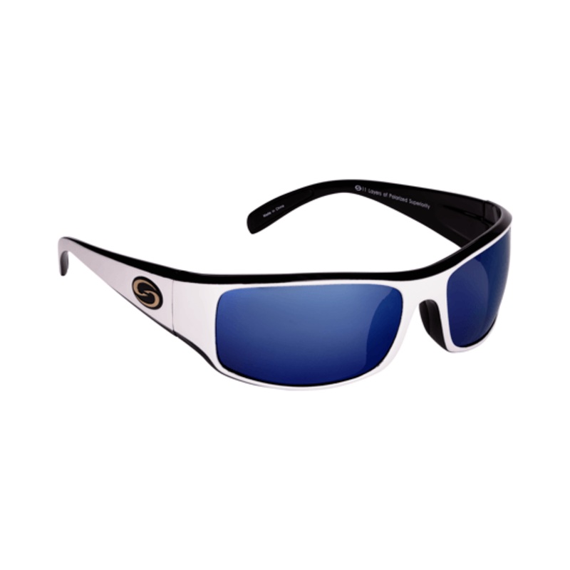 STRIKE KING S11 OKEECHOBEE SUNGLASSES – WHITE BLACK/BLUE MIRROR