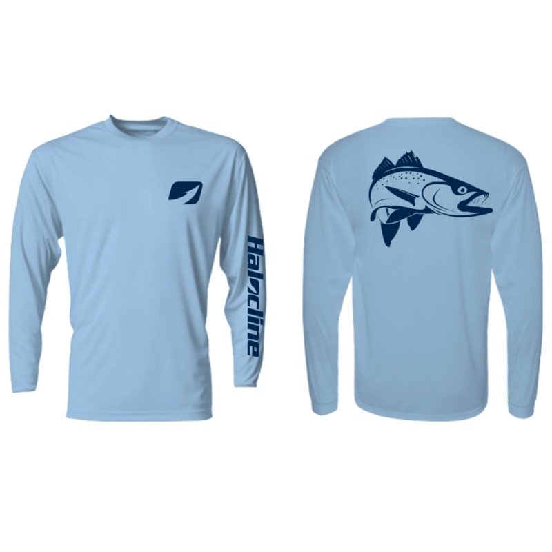 Speckled Sea Trout Fishing Performance Shirt From Halocline S Columbia Blue