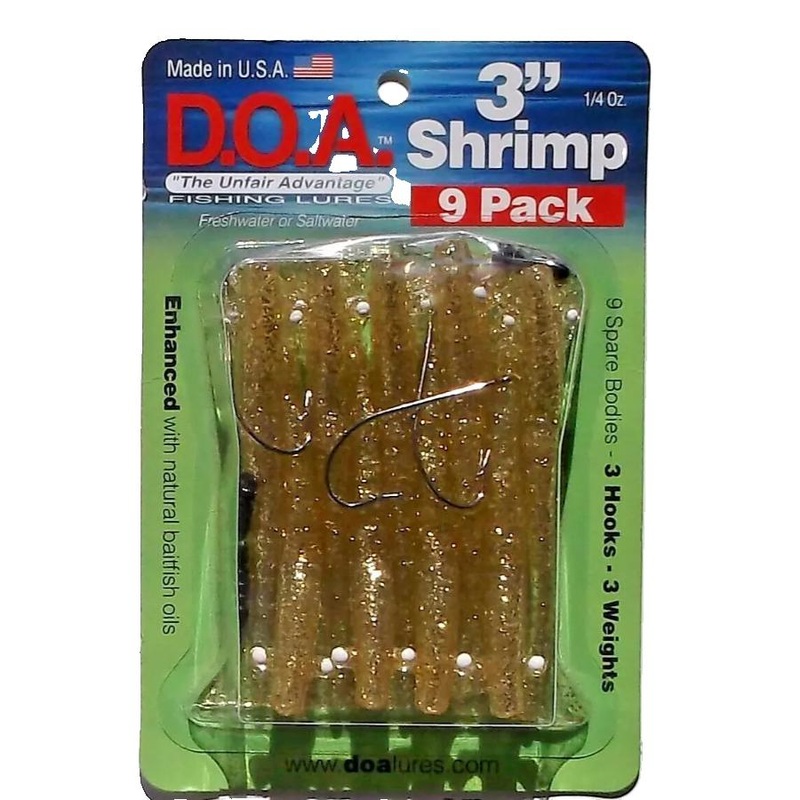 DOA SHRIMP SPARE PARTS 9 PACK ROOTBEER GOLD GLITTER 3IN