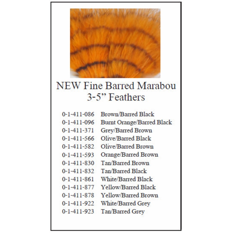 Montana Fly Company Fine Barred Marabou – 3″ – 5″ Brown/Barred Black