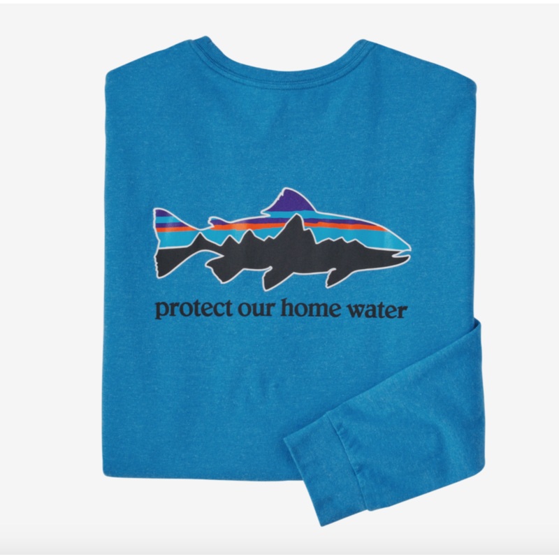 Patagonia Men’s Long-Sleeved Home Water Trout Responsibili-Tee – Anacapa Blue M
