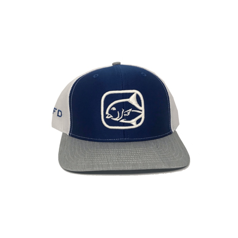Permit Hat | Inshore Flats Fishing Trucker Hat | HFD TriColored Blue/White