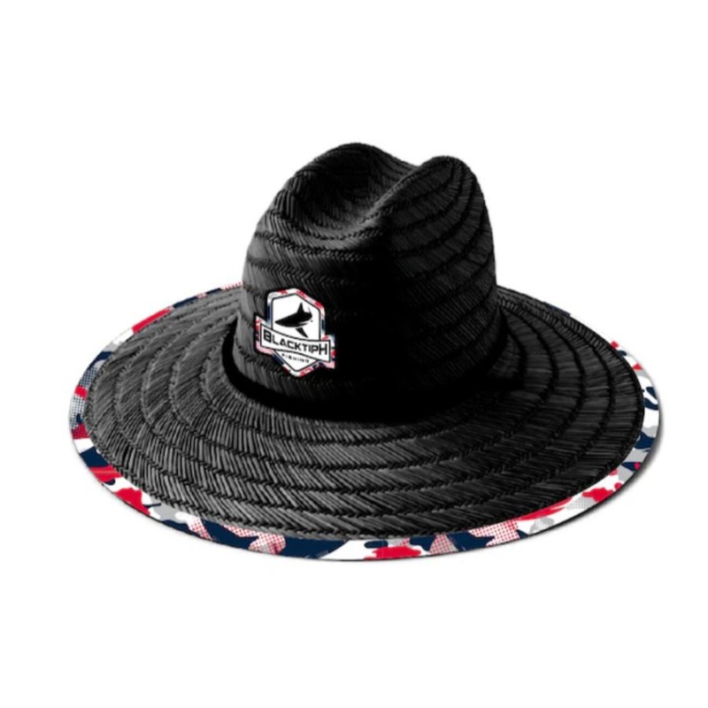 BLACKTIPH STRAW HAT YOUTH BLACK RED WHITE AND BLUE SHARK CAMO
