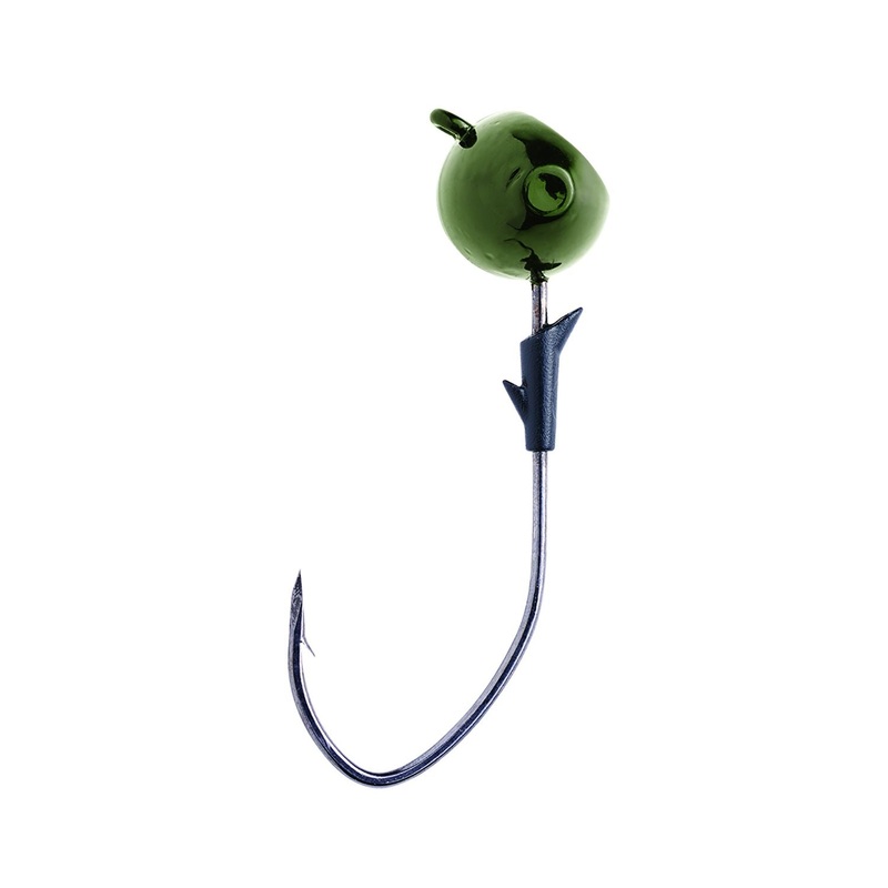 Eagle Claw Trokar TKSH Pro-V Shell Buster Jig Heads 3 pack Green Pumpkin 1/2 oz – 5/0