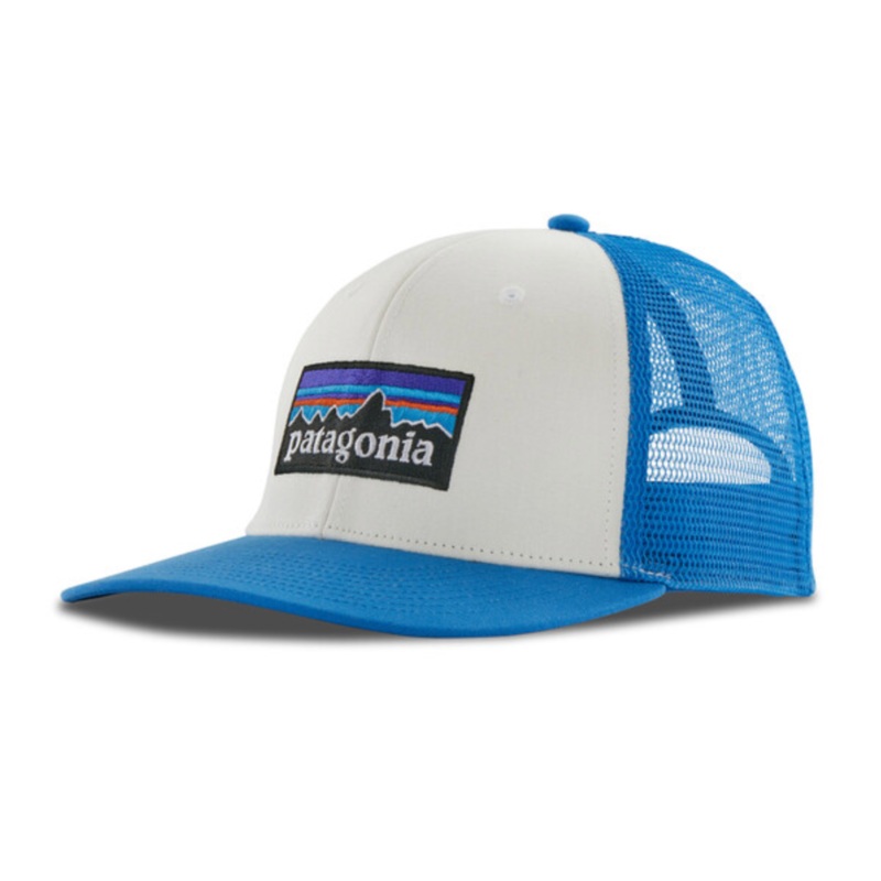 Patagonia P-6 Logo Trucker Hat – White w/Vessel Blue