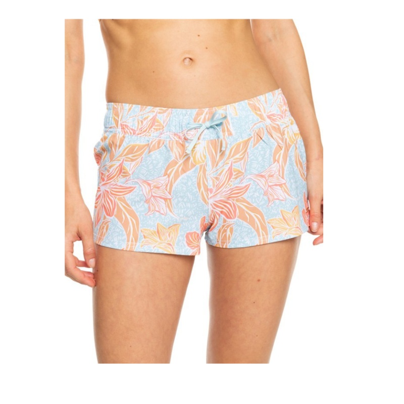 ROXY ISLAND IN THE SUN BOARD SHORTS COOL BLUE ISLAND TIME XS